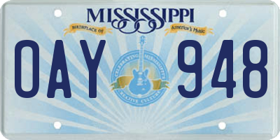 MS license plate OAY948