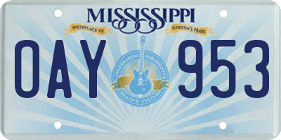MS license plate OAY953