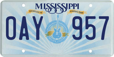 MS license plate OAY957