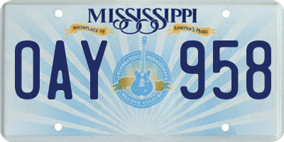 MS license plate OAY958