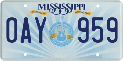 MS license plate OAY959