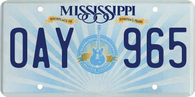 MS license plate OAY965
