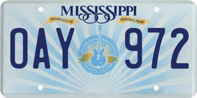 MS license plate OAY972