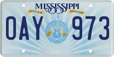 MS license plate OAY973