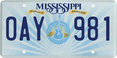 MS license plate OAY981