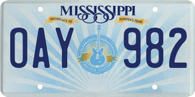 MS license plate OAY982