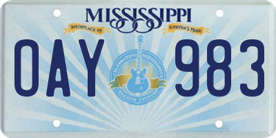 MS license plate OAY983