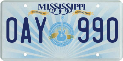 MS license plate OAY990