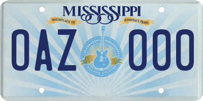 MS license plate OAZ000