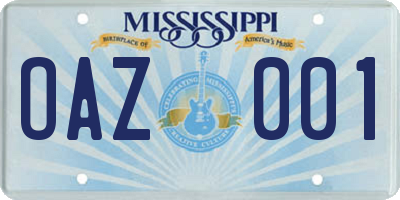MS license plate OAZ001