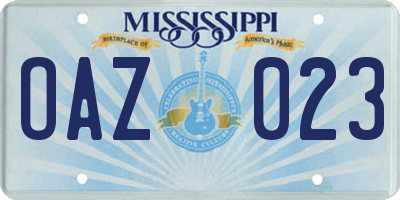 MS license plate OAZ023