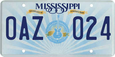 MS license plate OAZ024