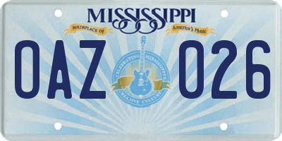 MS license plate OAZ026