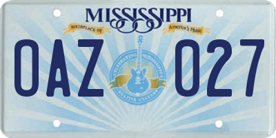 MS license plate OAZ027