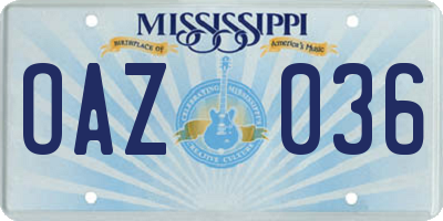 MS license plate OAZ036