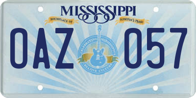 MS license plate OAZ057