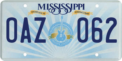 MS license plate OAZ062