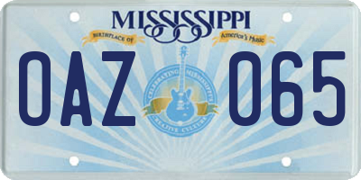 MS license plate OAZ065