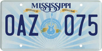 MS license plate OAZ075