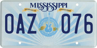 MS license plate OAZ076