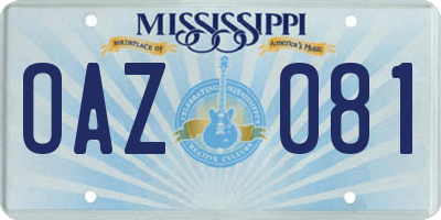 MS license plate OAZ081