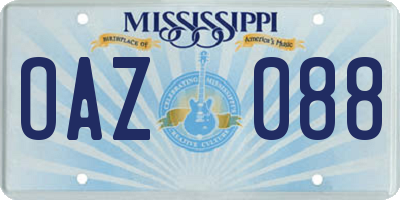 MS license plate OAZ088