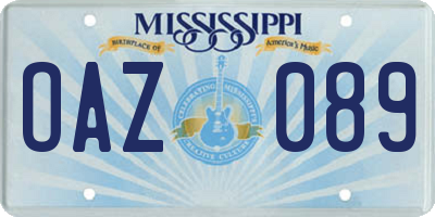 MS license plate OAZ089