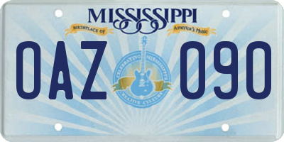 MS license plate OAZ090