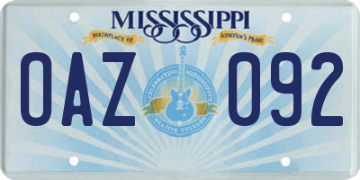 MS license plate OAZ092
