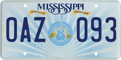 MS license plate OAZ093