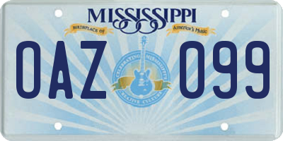 MS license plate OAZ099