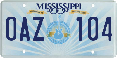 MS license plate OAZ104