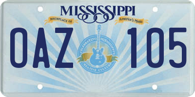 MS license plate OAZ105