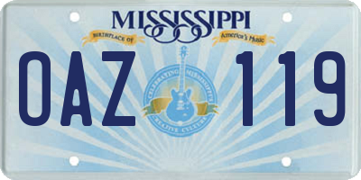 MS license plate OAZ119