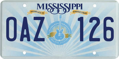 MS license plate OAZ126