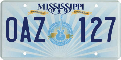 MS license plate OAZ127