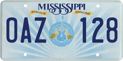 MS license plate OAZ128