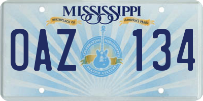 MS license plate OAZ134