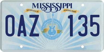 MS license plate OAZ135