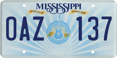 MS license plate OAZ137