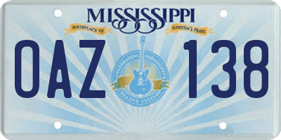 MS license plate OAZ138