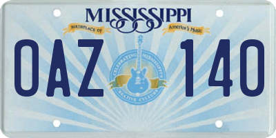 MS license plate OAZ140