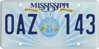 MS license plate OAZ143