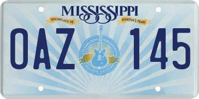 MS license plate OAZ145