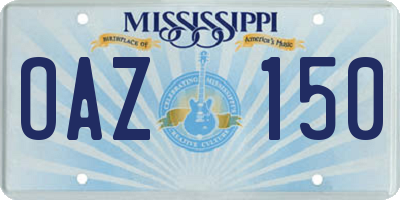 MS license plate OAZ150
