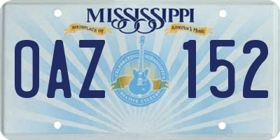 MS license plate OAZ152