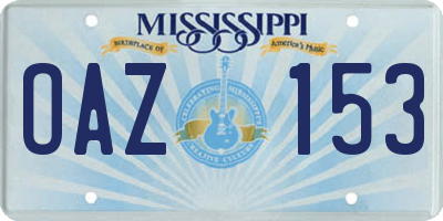 MS license plate OAZ153