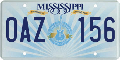 MS license plate OAZ156