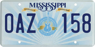 MS license plate OAZ158
