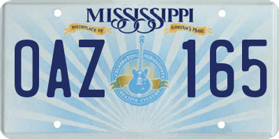MS license plate OAZ165
